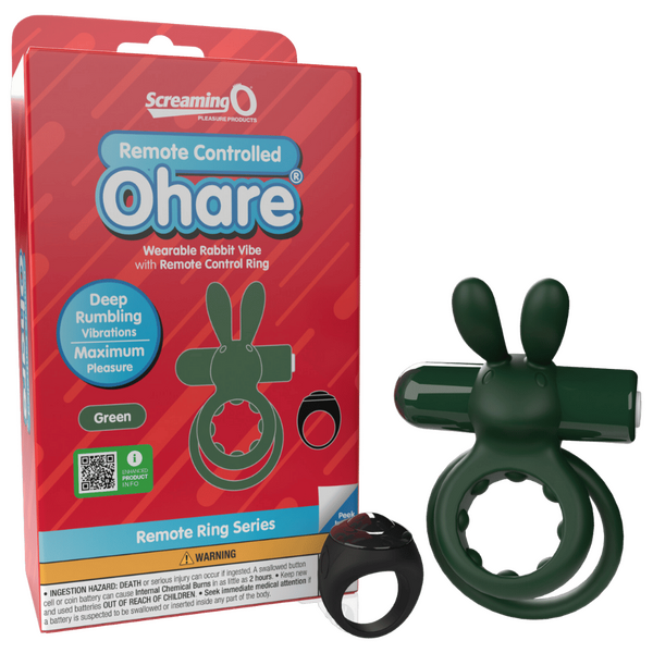 Ohare Remote Control (Green) – Waterproof Rechargeable Wearable Rabbit Vibrator with Double-Ring Design Green > Sex Toys > Couples Toys