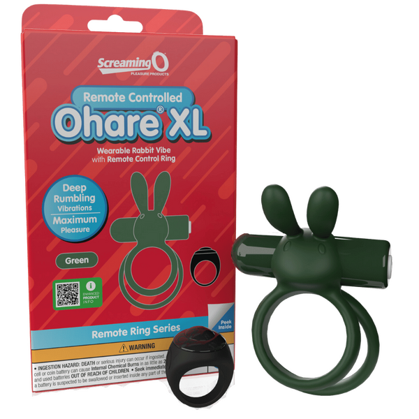 Ohare XL (Green) – Rechargeable Waterproof Remote-Controlled Rabbit Vibrator with Double-Ring Design Green > Sex Toys > Couples Toys