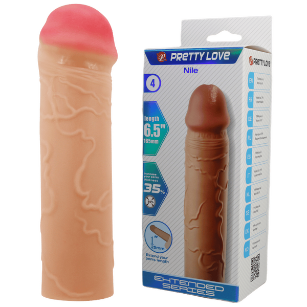 Nile 6.5 Inch Penis Sleeve – Extra Length Erection Extender Beige > Sex Toys For Men > Penis Sleeves