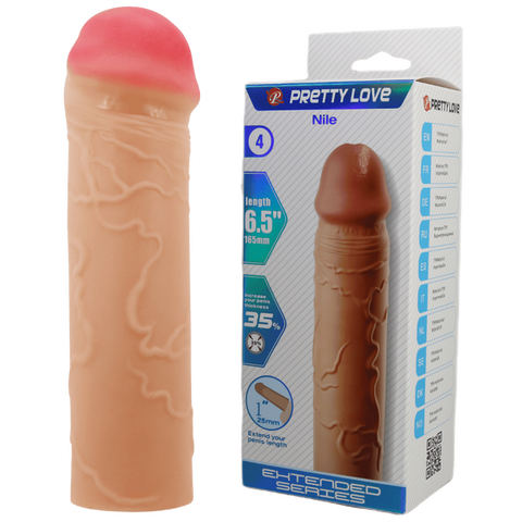 Nile 6.5 Inch Penis Sleeve – Extra Length Erection Extender Beige > Sex Toys For Men > Penis Sleeves