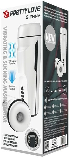 Sienna Rechargeable Masturbator – 3 Suction Settings and 12 Vibration Modes Masturbator White > Sex Toys For Men > Masturbators Premium