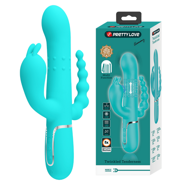 Pretty Love Cammy 4-in-1 – Multi-Function Rabbit Vibrator with Anal Stimulator Seafoam > Vibrators > Ladies > Rabbit Multi