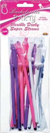 Dicky Straws 12 Inch Super Flex Tip Straws – Pack of 10 Drinking Straws Multi > Novelties > Bachelor & Bachelorette Items