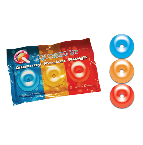 Liquored Up Gummy Edible Pecker Rings with Three Flavors > Novelties > Candy & Edible Items