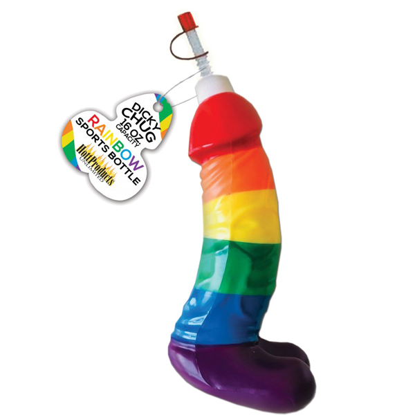 Rainbow Dicky Chug Sports Bottle With 16 Oz Capacity for Parties Rainbow > Novelties > Bachelor & Bachelorette Items