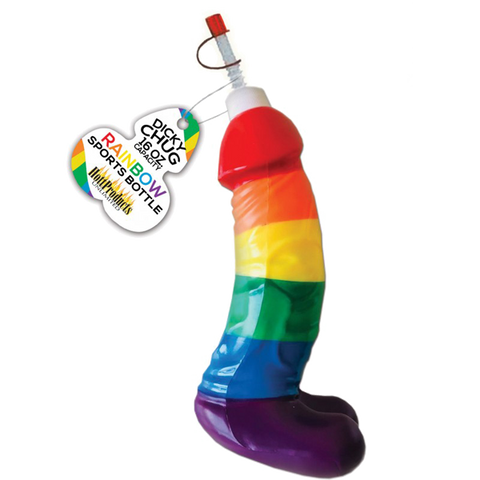 Rainbow Dicky Chug Sports Bottle With 16 Oz Capacity for Parties Rainbow > Novelties > Bachelor & Bachelorette Items