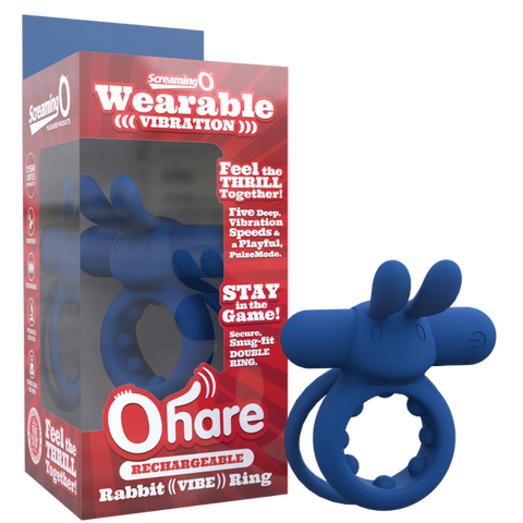 Ohare (Black | Blue | Green) – Rechargeable Silicone Rabbit Vibrating Cock Ring Blue > Cock Ring > Vibrating