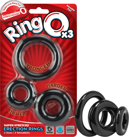 RingO X3 Cock Rings Mixed Pack - Black Black > Cock Ring > Sets