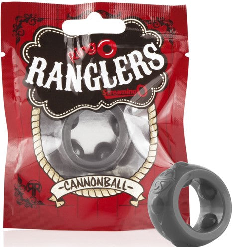 Ringo Ranglers Cannonball – Stretch Silicone Cock Ring with Firm Pleasure Balls Gray > Cock Ring > Single