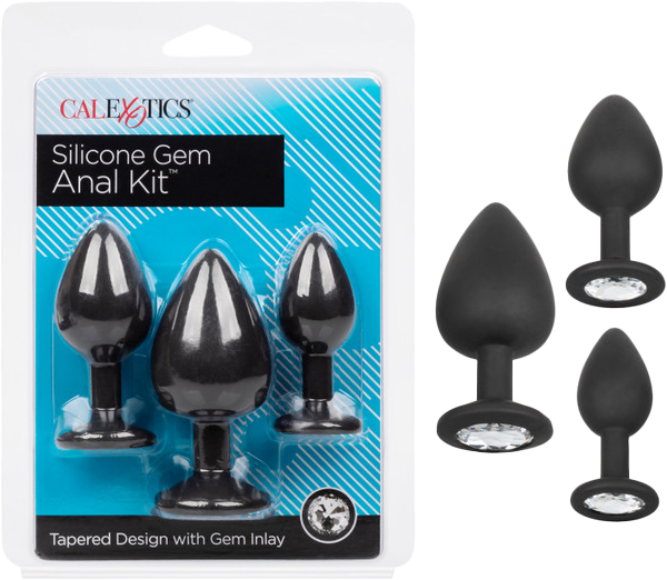 Silicone Gem Anal Kit – Set of 3 Graduated Anal Plugs Black > Anal Range > Butt Plug Kits