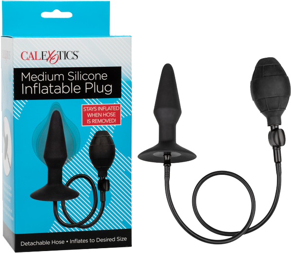 CalExotics Medium Silicone Inflatable Plug – Inflatable Anal Plug with Detachable Hose Black Medium > Anal Range > Tunnel and Stretchers