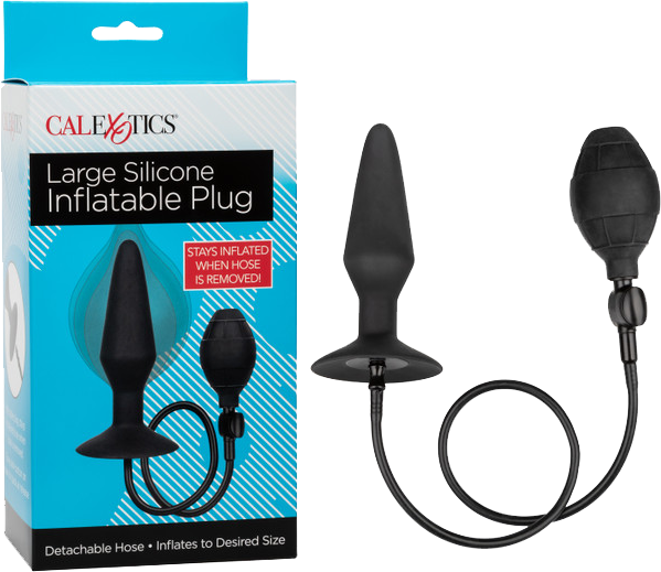 CalExotics Medium Silicone Inflatable Plug – Inflatable Anal Plug with Detachable Hose Black Large > Anal Range > Tunnel and Stretchers