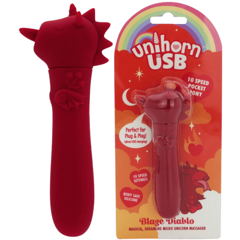 Unihorn Blaze Diablo (Red) – USB Rechargeable Silicone Bullet Vibrator with 10 Speeds > Vibrators > Ladies > Clitoral Vibrators and Stimulators