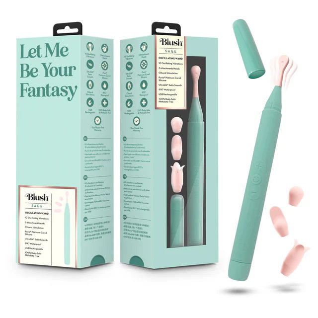 Blush Sage (Green) – Luxury Oscillating Wand Vibrator Green > Vibrators > Ladies > Clitoral Vibrators and Stimulators