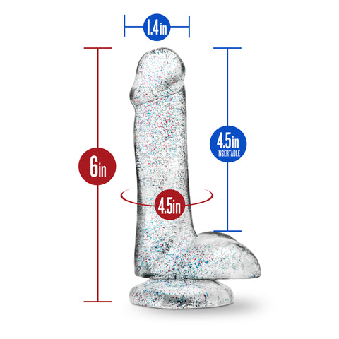 Naturally Yours 6 Inch Glitter Dildo Sparkling Clear Toy DONGS