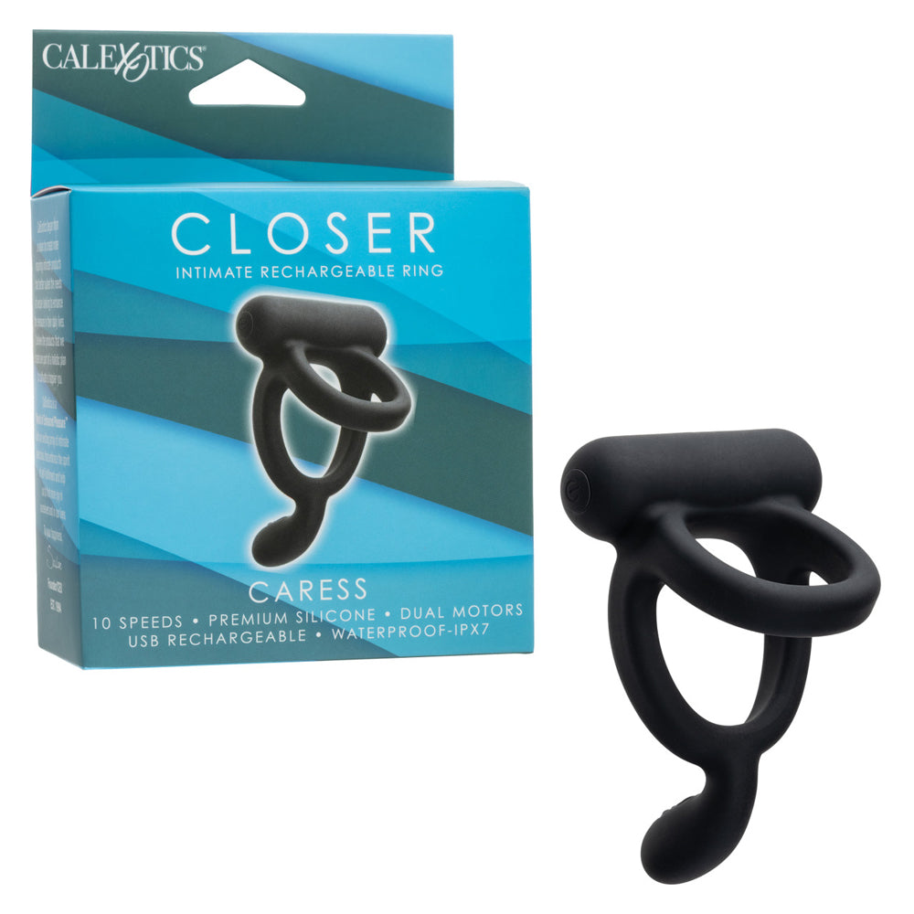 Closer Intimate Rechargeable Ring Caress (Black) – Rechargeable Vibrating Ring Black > Cock Ring > Sling