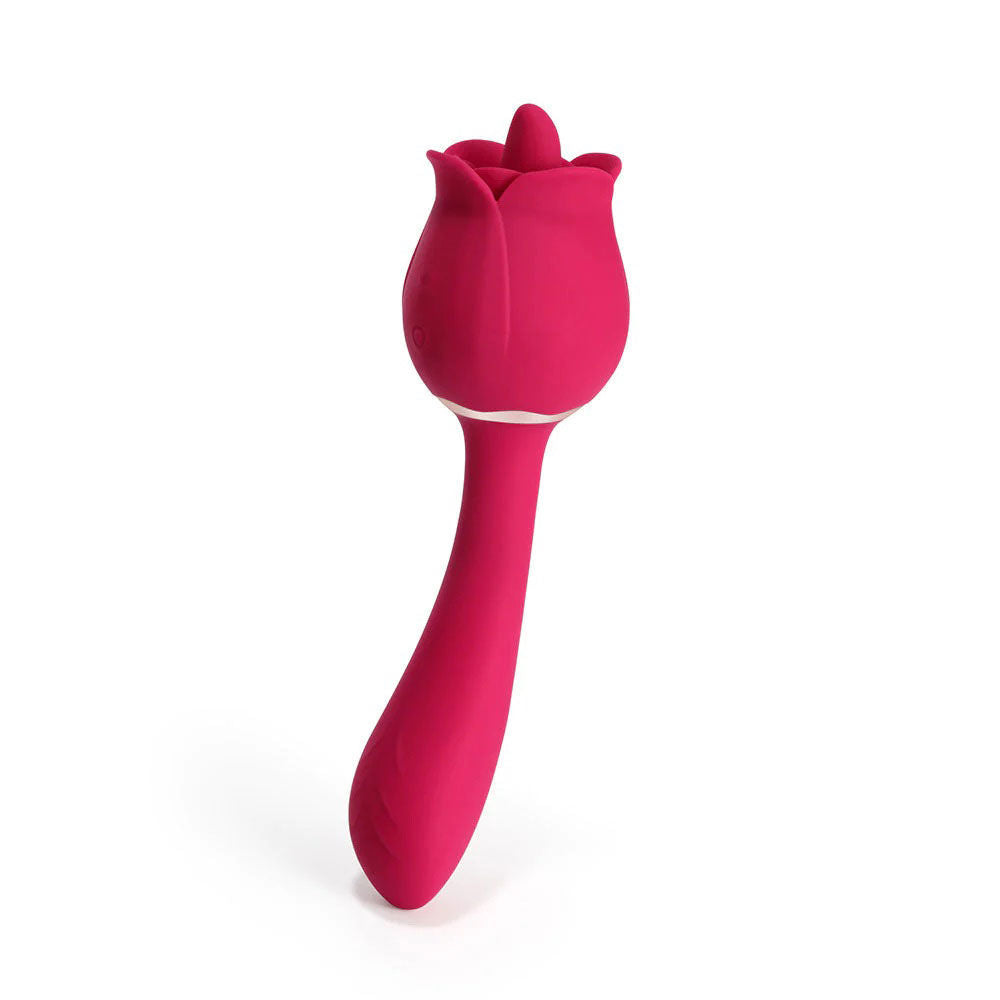 Rhea Rose Clit Licking Tongue Vibrator and G Spot Massager Pink Suction Stimulator