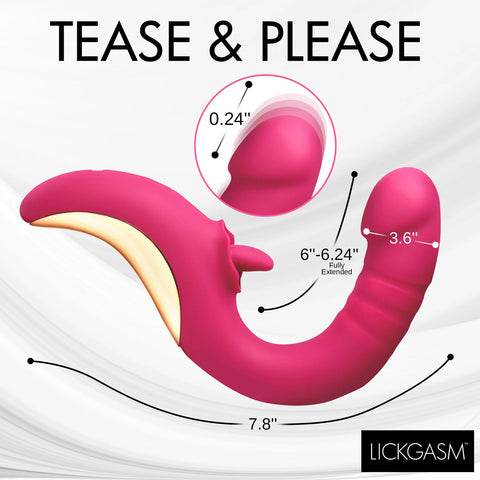 Tease and Please Thrusting and Licking Vibrator (Fuchsia) – Rechargeable Vibrator DONGS Thrusting