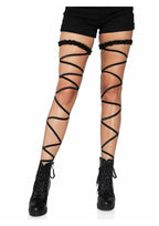 Garter Leg Wrap Set (Black) – One Size > Clothes > Hosiery > Garterbelt Sets