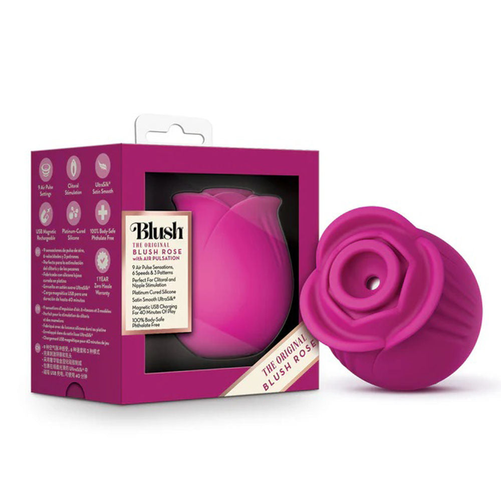 Blush Rose Original Velvet Clitoral Massager with Air Wave Pulsation Pink Suction Stimulator