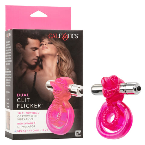 Dual Clit Flicker Vibrating Cockring with Removable Stimulator Cock Rings Vibrating
