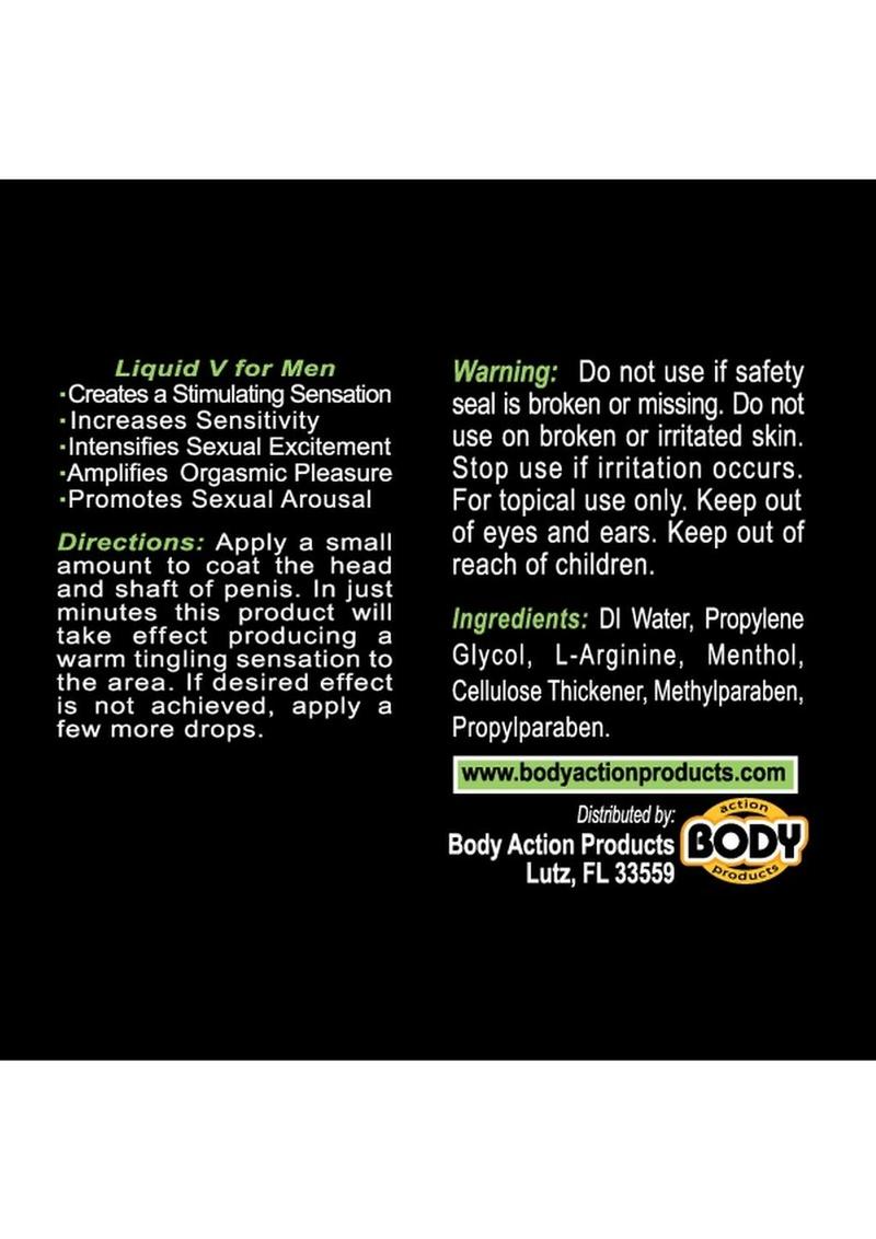Body Action Liquid V Men Stimulating Gel Maximum Strength 1 Oz Bottle > Essentials > Mens Enhancers