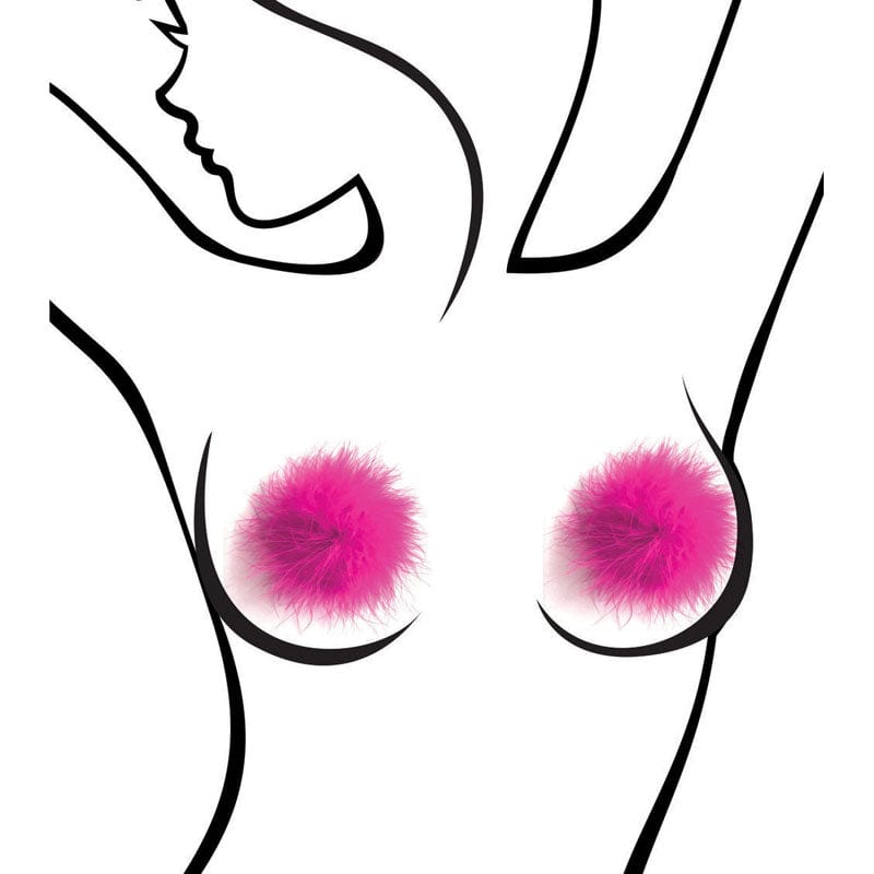 Little Genie LINGERIE & BODY WEAR Pink Sexy AF - Nipple Couture  Marabou -  Marabou Reuseable Nipple Pasties 685634103213