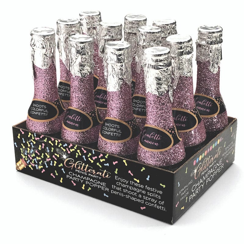 Little Genie NOVELTIES Coloured Glitterati - Champagne Confetti Display - Hens Party Novelties - Counter Display of 12 817717010679