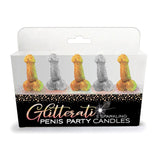 Little Genie NOVELTIES Coloured Glitterati - Penis Party Candles - Novelty Candles - 5 Pack 817717010341