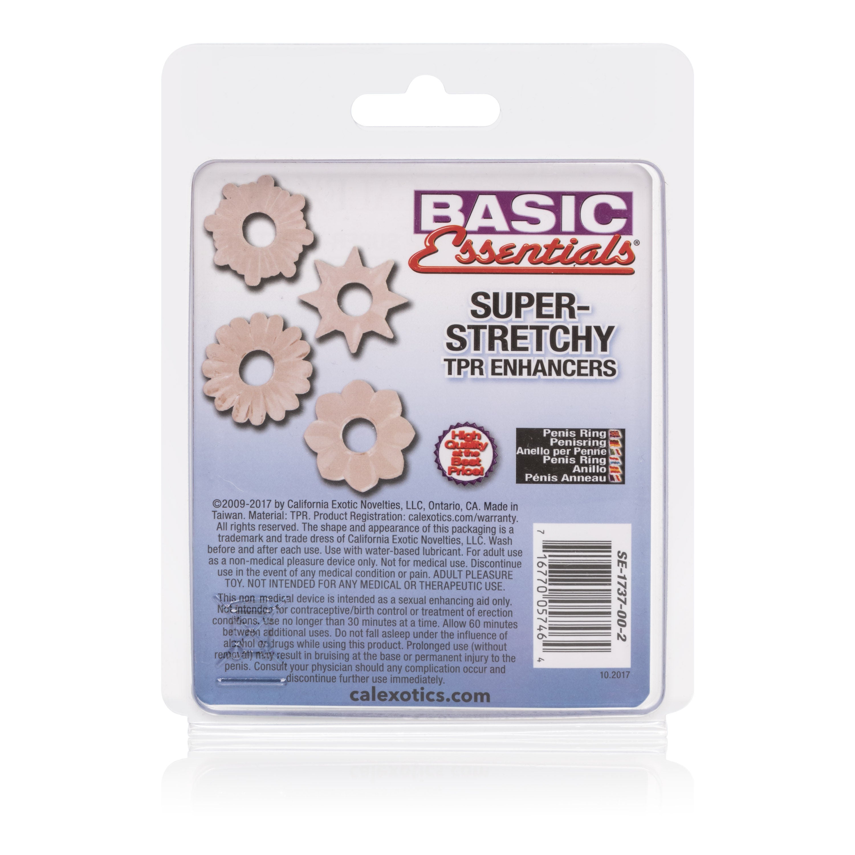 Basic Essentials 4 Pack Clear Stretchy Enhancers Sex Toys COCK RING Set