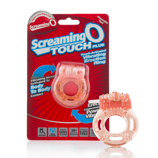 Screaming O Touch Plus Disposable Vibrating Erection Ring Orange Cock Rings Vibrating