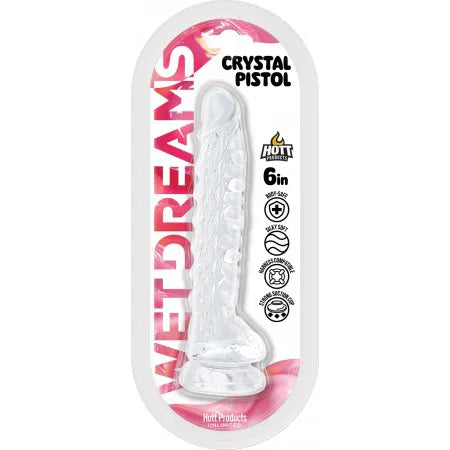 Wet Dreams Crystal Pistol – 6 Inch Suction Cup Silicone Dildo Clear > Dildos > Realistic Dildos