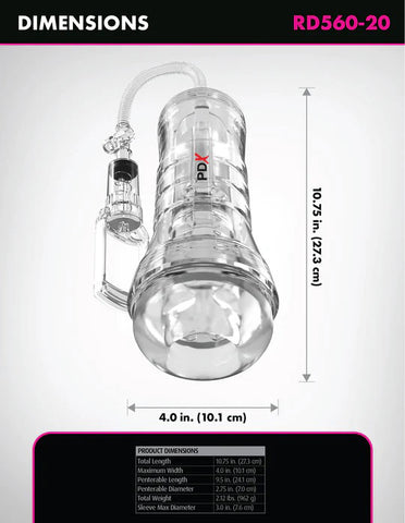 Pdx Elite Viewtube Vac XXL (Clear) – See-Through Ez-Grip Pump Stroker Masturbation Aids for Males