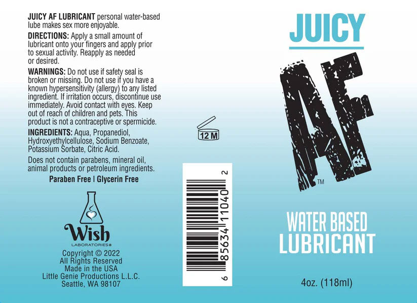 Juicy AF Water Based Lubricant – Natural Feel Thin Texture 59ml Bottle > Lube > Water Based