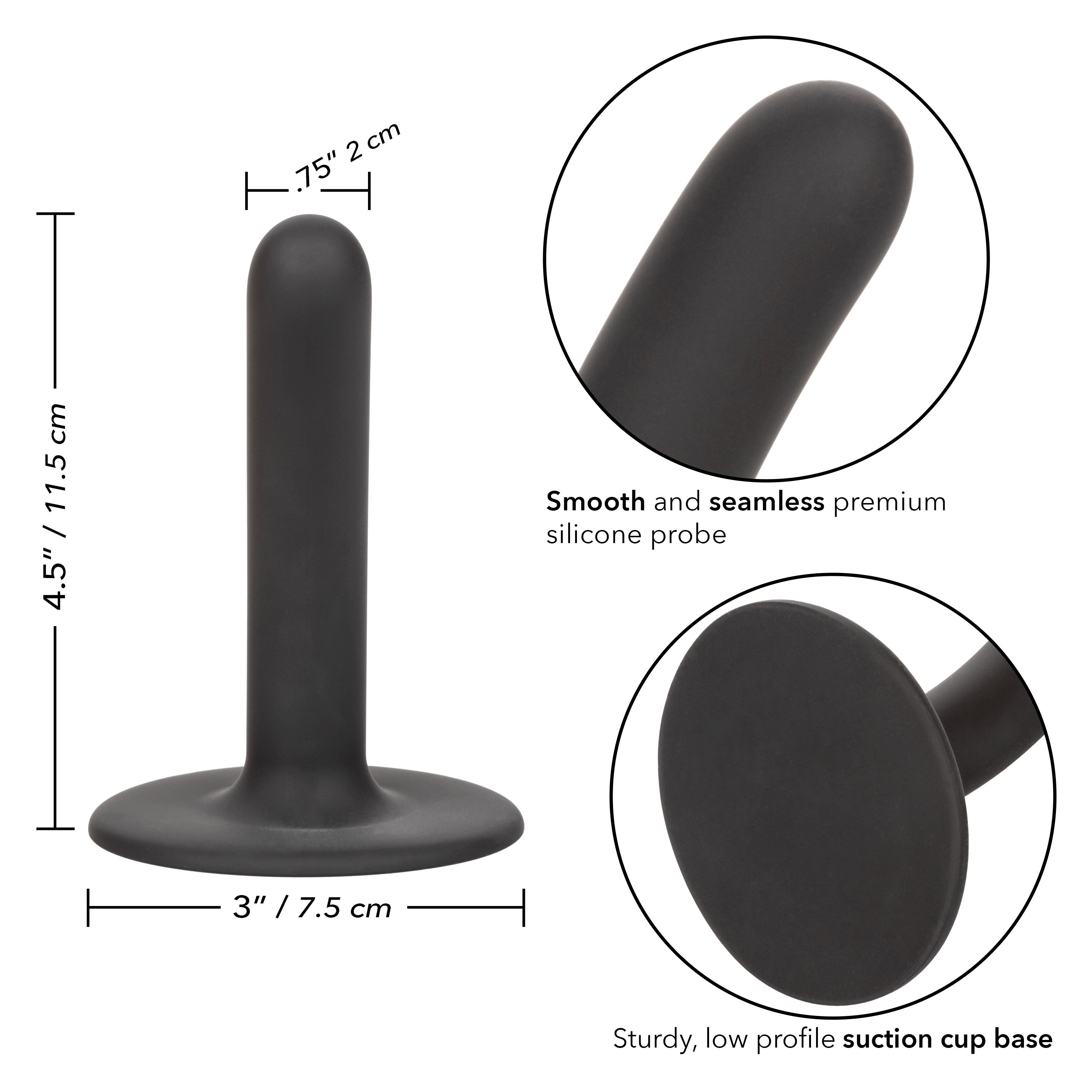 Boundless 4.5"/11.5cm Slim Probe in Black with Suction Cup Base Dongs Neutral