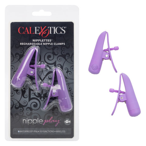 Purple Rechargeable Nipple Clamps with Adjustable Vibrations > Bondage Gear > Nipple Clamps