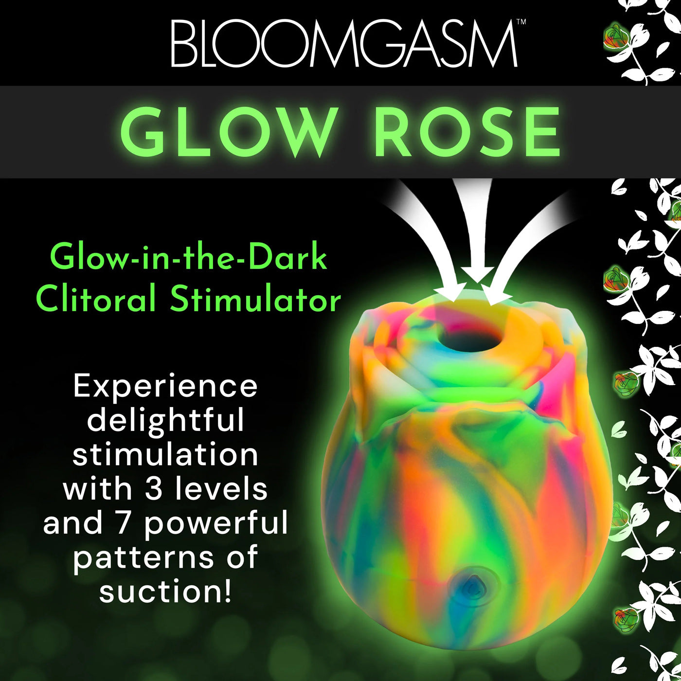Glow Rose Rainbow Clit Stimulator with Glow-In-The-Dark Petals Rose Stimulators