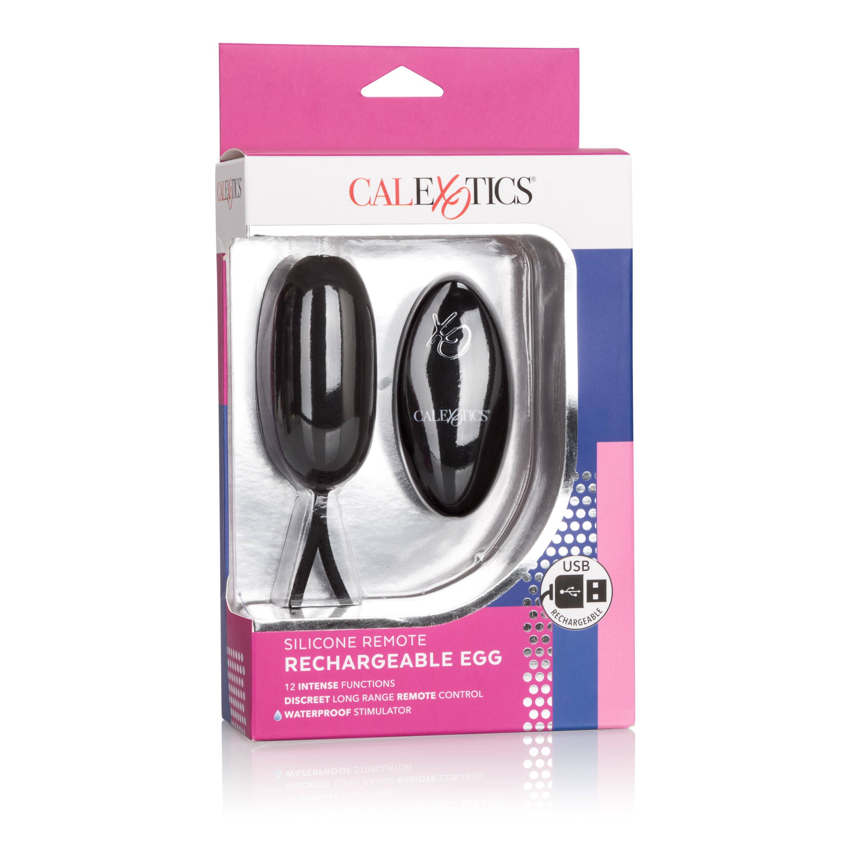 Silicone Remote Rechargeable Egg Black With 12 Vibration Functions and Remote Control BULLETS