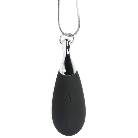 Silicone Vibrating Teardrop Necklace Black Adult Toy Vibrators