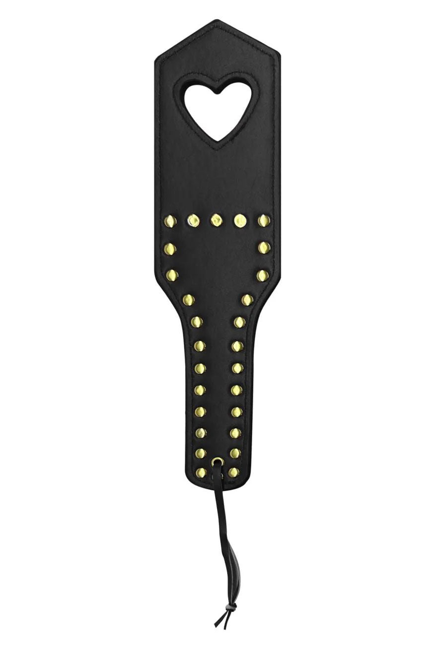 Spanker (Black/Red) – Premium Faux Leather Spanker With Studs and Heart Detail Black > Bondage Gear > Whips & Floggers Main image