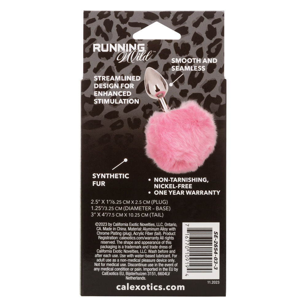 Running Wild Pink Bunny Tail Anal Plug with Metallic Probe Pink Tails