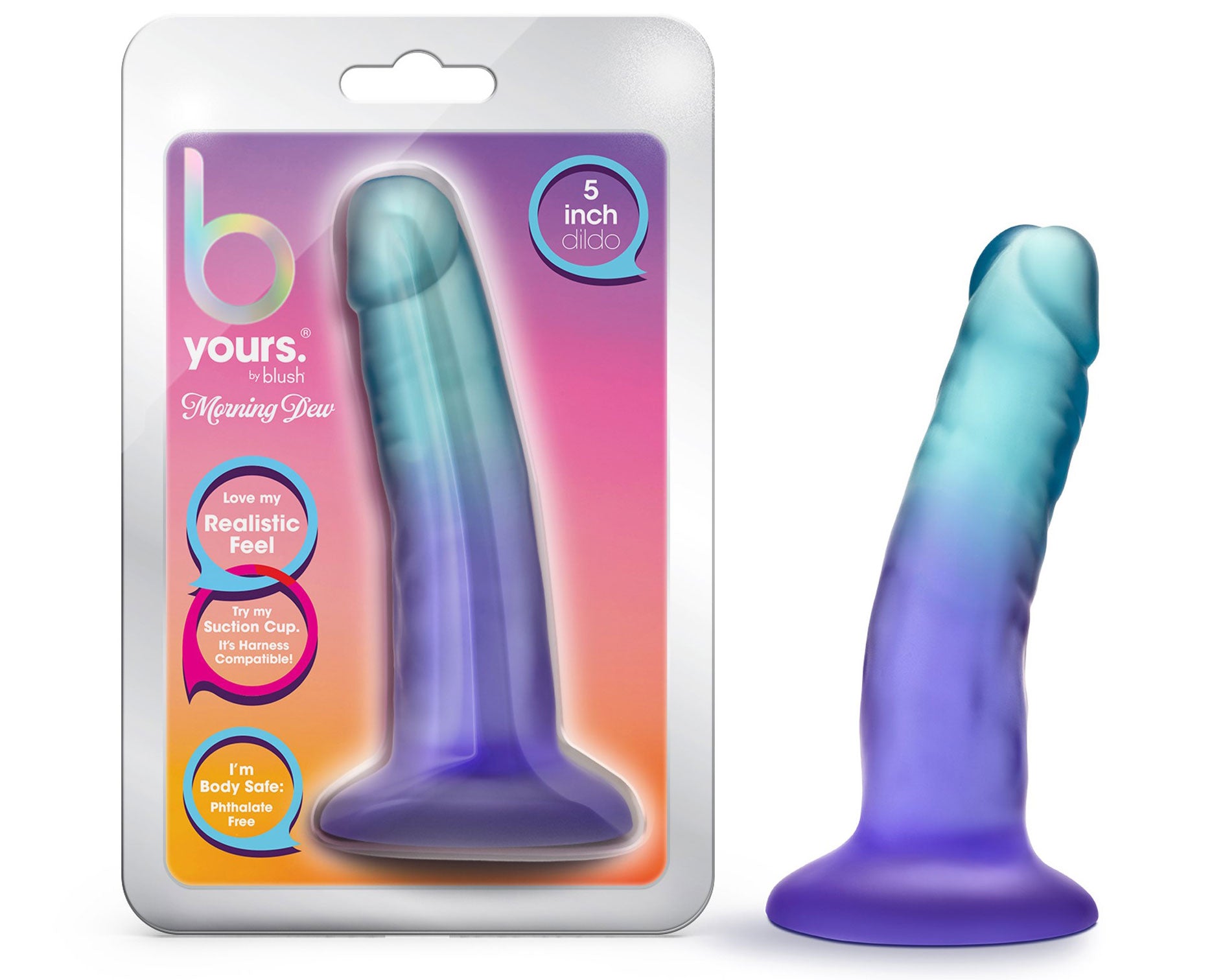 B Yours Morning Dew 5 Inch Dildo with Suction Cup Base Sapphire DONGS