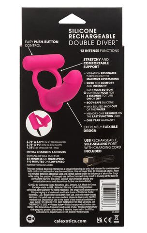 Silicone Rechargeable Double Diver Stimulator Cock Rings Vibrating