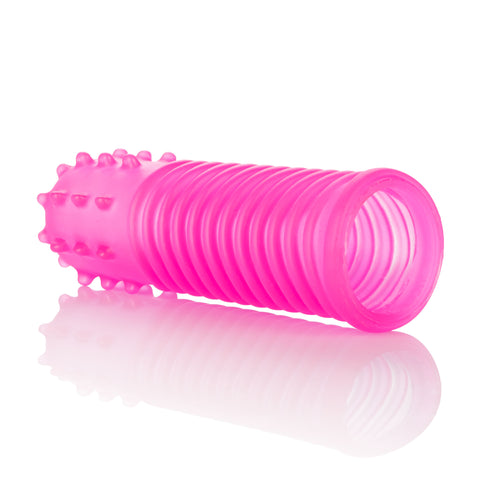 Intimate Play Finger Tingler (Pink) – Flexible Ribbed Teaser Set Finger Stimulator