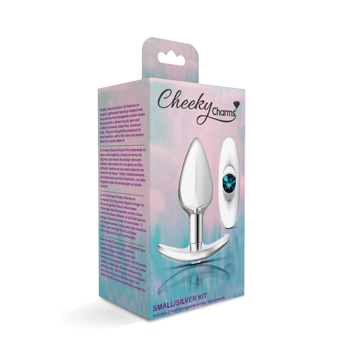 Cheeky Charms Silver Anchor Butt Plug with Clear and Teal Jewel Kit > Anal Range > Jewel Butt Plugs