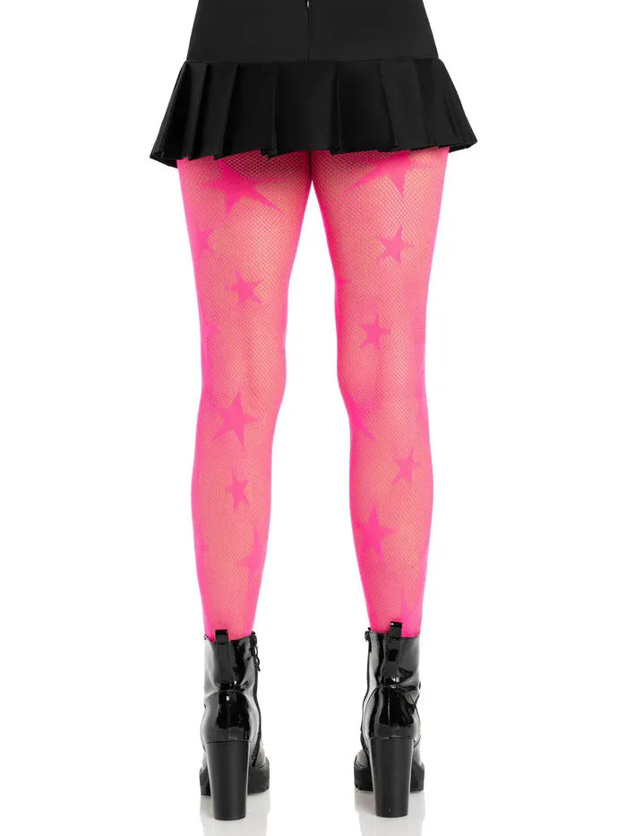 Star Net Tights – Neon Pink Fishnet Tights > Clothes > Hosiery > Pantyhose & Tights