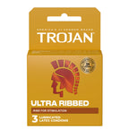Trojan Stimulations Ultra Ribbed Lubricated Condoms - 3 Pack > Essentials > Condoms