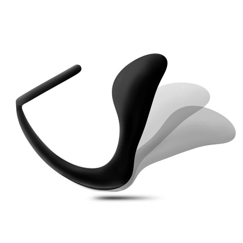 Anal Adventures Platinum Silicone Cock Ring Plug for Men Black Prostate Tools