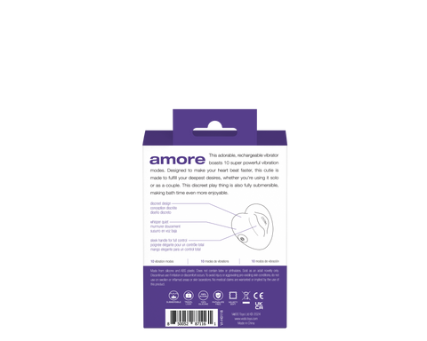 Amore Rechargeable Purple Vibrator with 10 Vibration Modes Suction Stimulator
