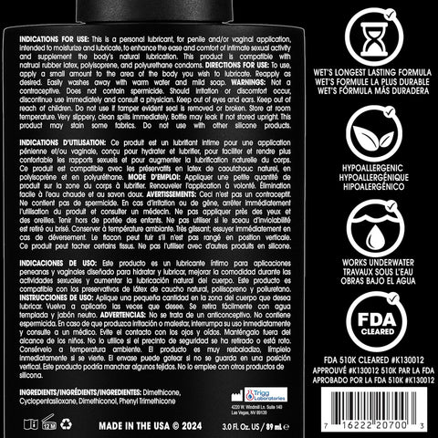 Wet Platinum Silicone Lubricant 9.0 Fl Oz 266ml Luxury Black Bottle > Lube > Silicone